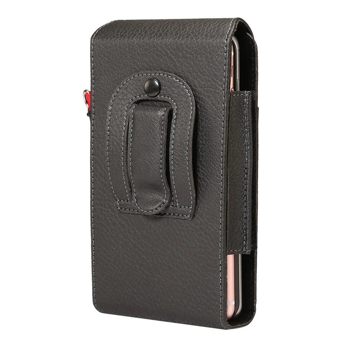 PU Leather Belt Clip Pouch Belt Loop Purse Waist Bag Dual Phone Slots + Card Slots for Phone Size Between 6.7-6.9 Inches - 3