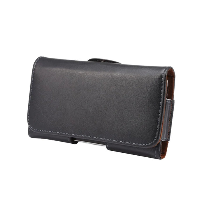 For 6.7 - 6.9-inch Phone Textured Genuine Split Leather Phone Bag Waist Belt Loop Clip Cellphone Pouch - 2