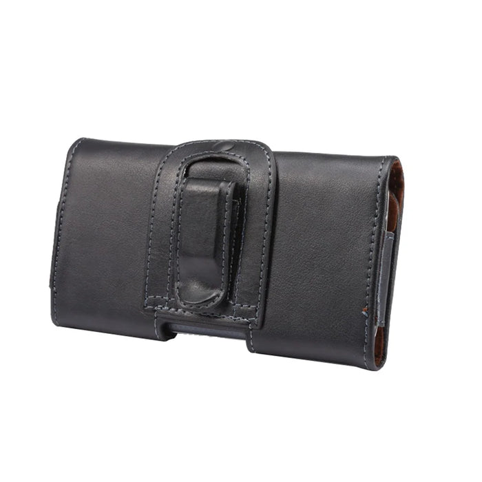 For 6.7 - 6.9-inch Phone Textured Genuine Split Leather Phone Bag Waist Belt Loop Clip Cellphone Pouch - 3