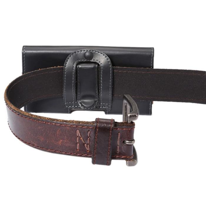 Glossy PU Leather Phone Pouch Belt Clip Case Belt Loop Waist Purse for Phone Size Between 6.7-6.9 Inches - 6