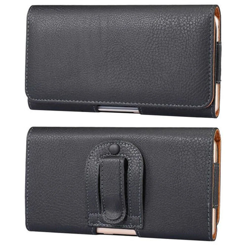 For 6.7 - 6.9-inch Phone Litchi Texture PU Leather Waist Phone Case Belt Loop Clip Bag Pouch - 1