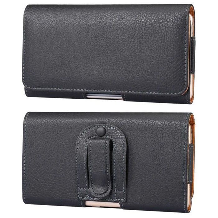 For 6.7 - 6.9-inch Phone Litchi Texture PU Leather Waist Phone Case Belt Loop Clip Bag Pouch - 1
