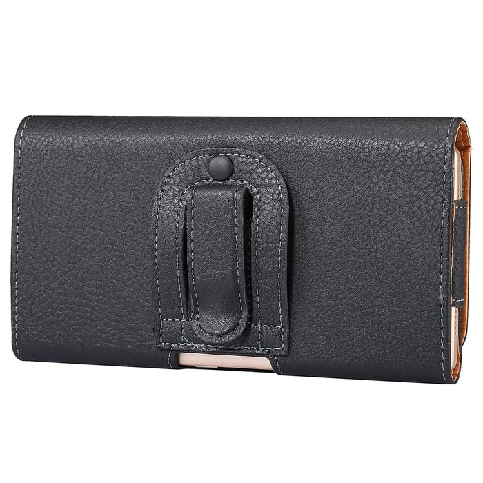 For 6.7 - 6.9-inch Phone Litchi Texture PU Leather Waist Phone Case Belt Loop Clip Bag Pouch - 2