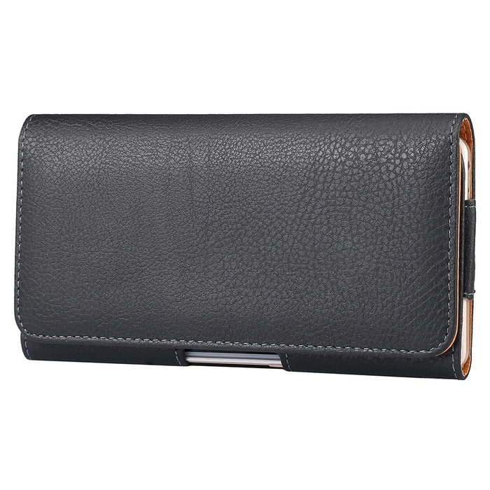 For 6.7 - 6.9-inch Phone Litchi Texture PU Leather Waist Phone Case Belt Loop Clip Bag Pouch - 3