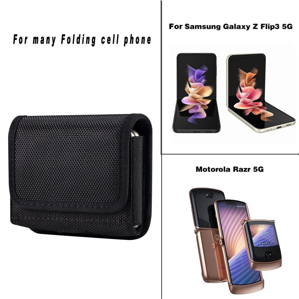 For Huawei Pura X / P50 Pocket / Pocket S / Samsung Galaxy Z Flip8 /  Z Flip7 5G / Z Flip3 5G / Z Flip 5G / Z Flip Oxford Cloth Folding Phone Bag Waist Belt Clip Cell Phone Case - 4