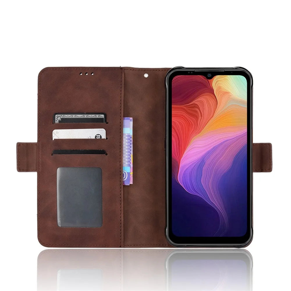 For Ulefone Power Armor 14 4G/14 Pro 4G Multi-Card Holder Slots Wallet Phone Case PU Leather Stand Magnetic Flip Protective Cover - Brown - 3