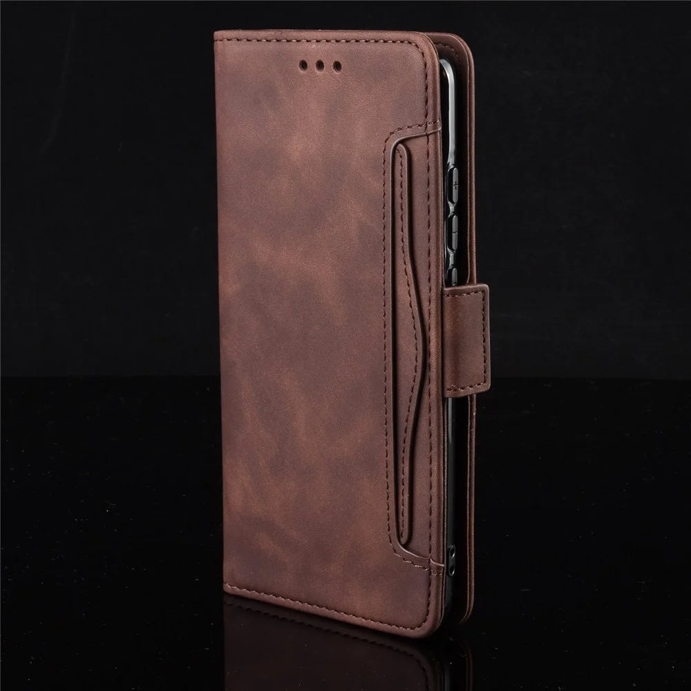 For Ulefone Power Armor 14 4G/14 Pro 4G Multi-Card Holder Slots Wallet Phone Case PU Leather Stand Magnetic Flip Protective Cover - Brown - 7