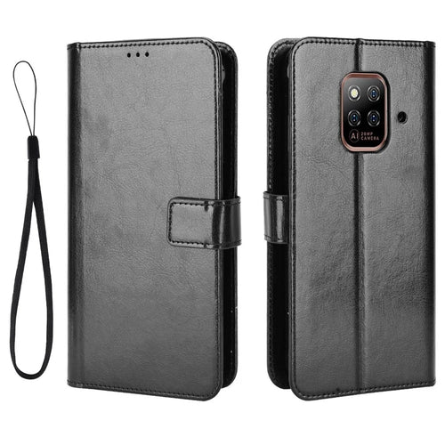 For Ulefone Power Armor 14 4G/14 Pro 4GPU Leather Book Wallet Case Crazy Horse Texture Magnetic Buckle Stand Phone Cover with Strap - Black - 1