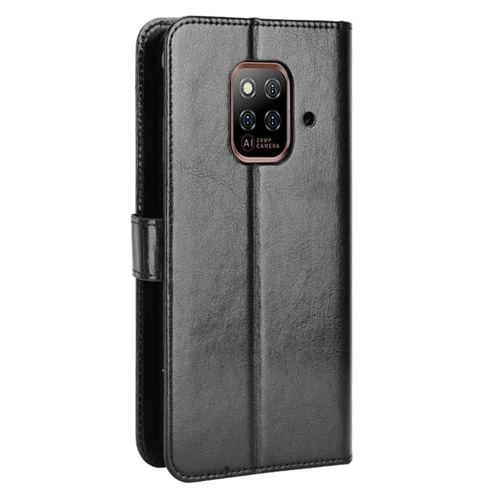 For Ulefone Power Armor 14 4G/14 Pro 4GPU Leather Book Wallet Case Crazy Horse Texture Magnetic Buckle Stand Phone Cover with Strap - Black - 5