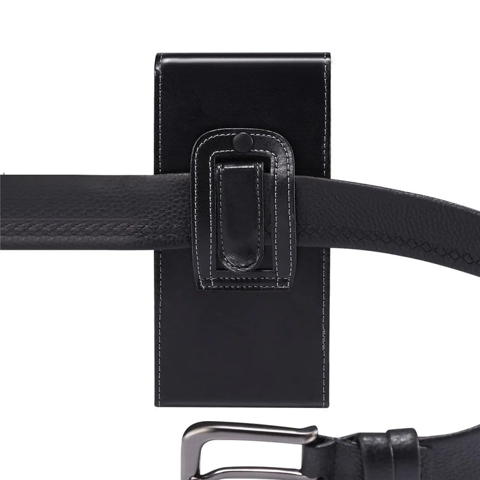 6.9 Inch Men's Waist Phone Pouch Bag Glossy Surface Vertical Flip Phone Carrying Case - 2