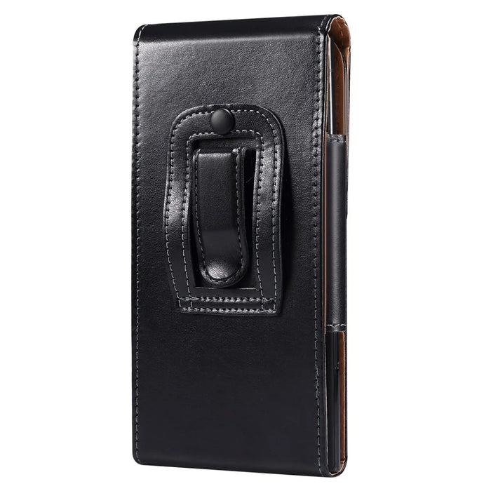6.9 Inch Men's Waist Phone Pouch Bag Glossy Surface Vertical Flip Phone Carrying Case - 5