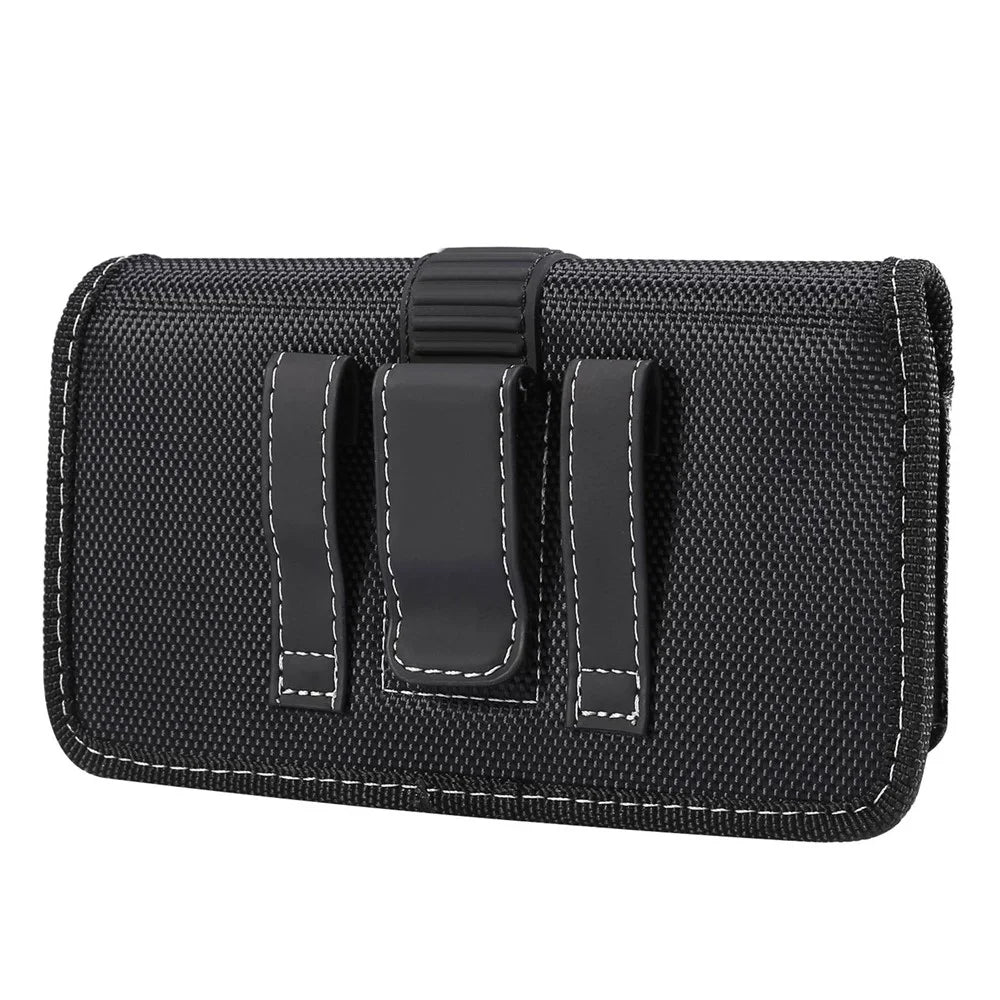 6.5 inch Phones Case Universal Oxford Cloth Waist Holster Belt Clip Bag Horizontal Pouch - 2