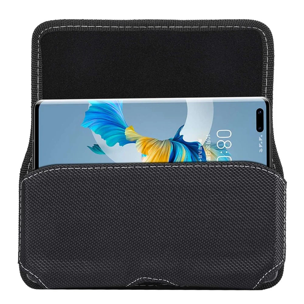 6.5 inch Phones Case Universal Oxford Cloth Waist Holster Belt Clip Bag Horizontal Pouch - 4