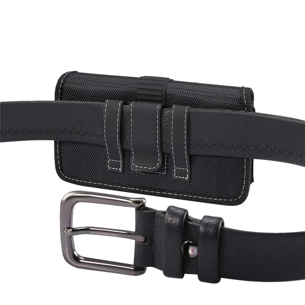 6.5 inch Phones Case Universal Oxford Cloth Waist Holster Belt Clip Bag Horizontal Pouch - 5