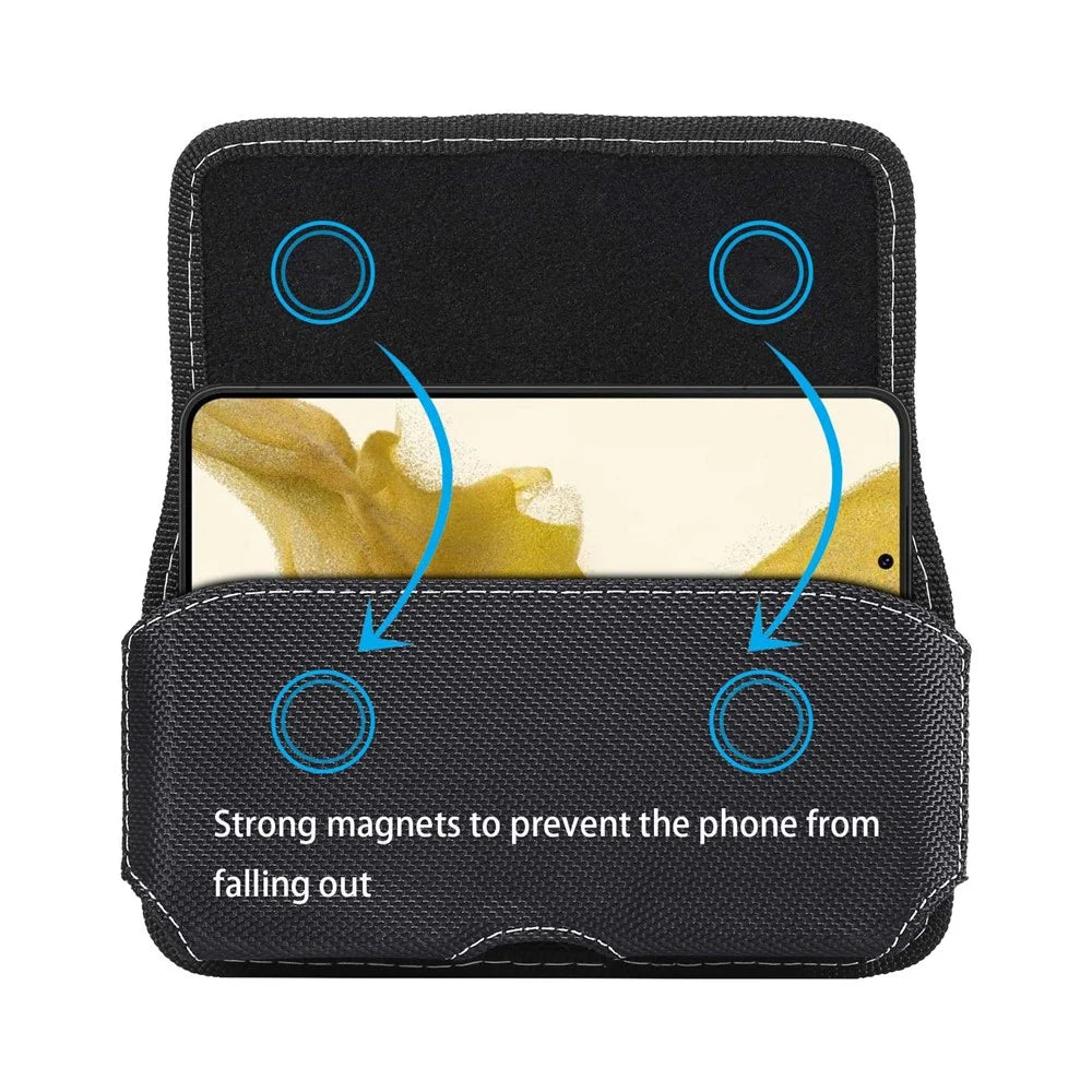 6.5 inch Phones Case Universal Oxford Cloth Waist Holster Belt Clip Bag Horizontal Pouch - 7