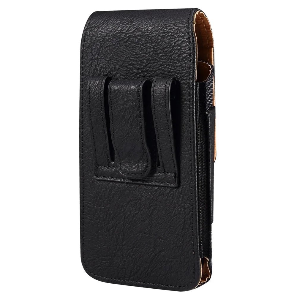 For iPhone 14 Plus / 14 Pro Max / 13 Pro Max / Samsung Galaxy S22 Ultra / S21 Ultra 5G Universal 6.7 / 6.9inch Smart Phone Belt Loop Back Clip Elastic Sides Waist Bag with Card Pocket - Black - 2
