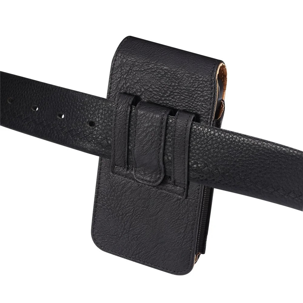 For iPhone 14 Plus / 14 Pro Max / 13 Pro Max / Samsung Galaxy S22 Ultra / S21 Ultra 5G Universal 6.7 / 6.9inch Smart Phone Belt Loop Back Clip Elastic Sides Waist Bag with Card Pocket - Black - 7
