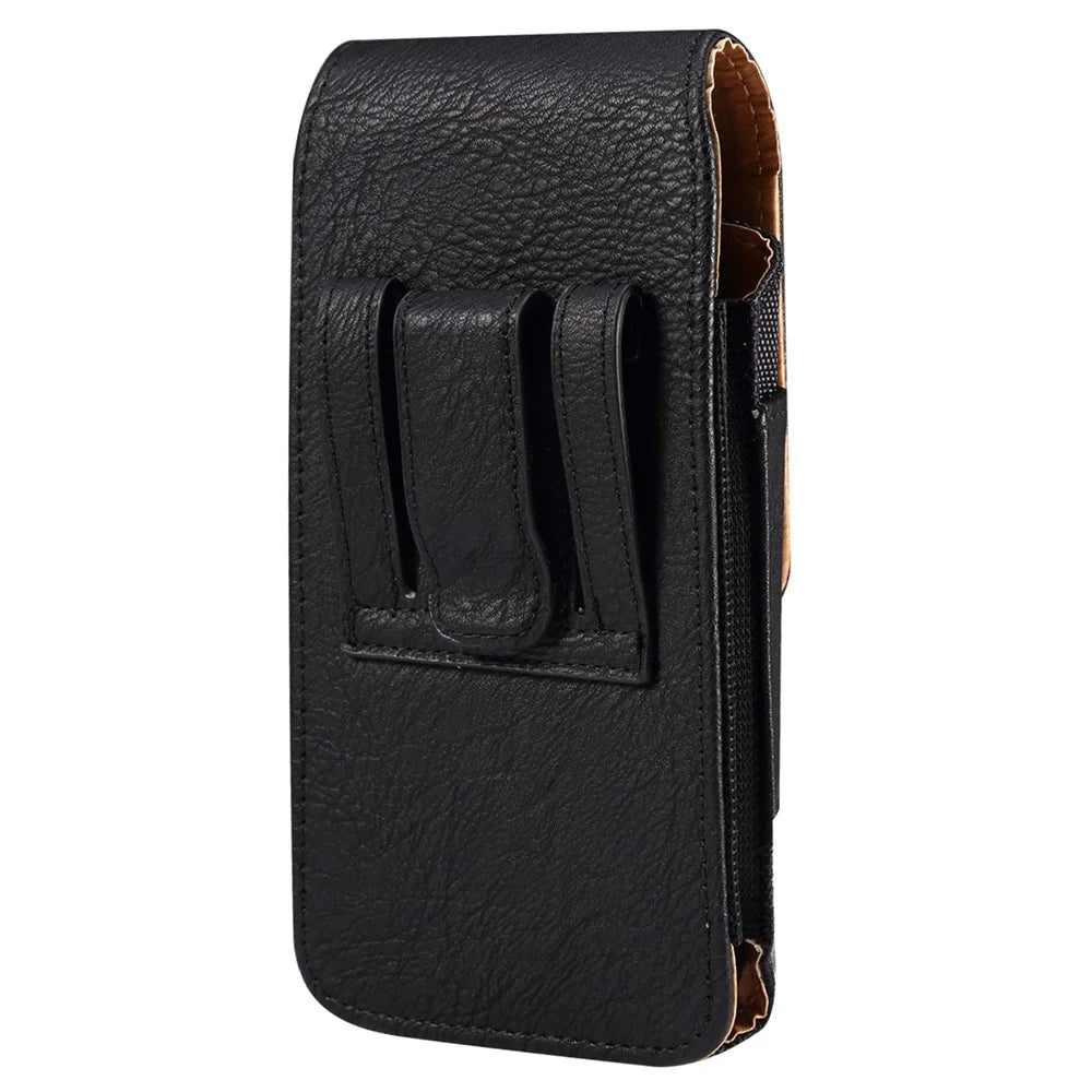For iPhone 12 mini / 13 mini / 11 Pro / Huawei P40 Universal 5.2-Inch Smart Phone Belt Loop Back Clip Elastic Sides Waist Bag with Card Pocket - Black - 3