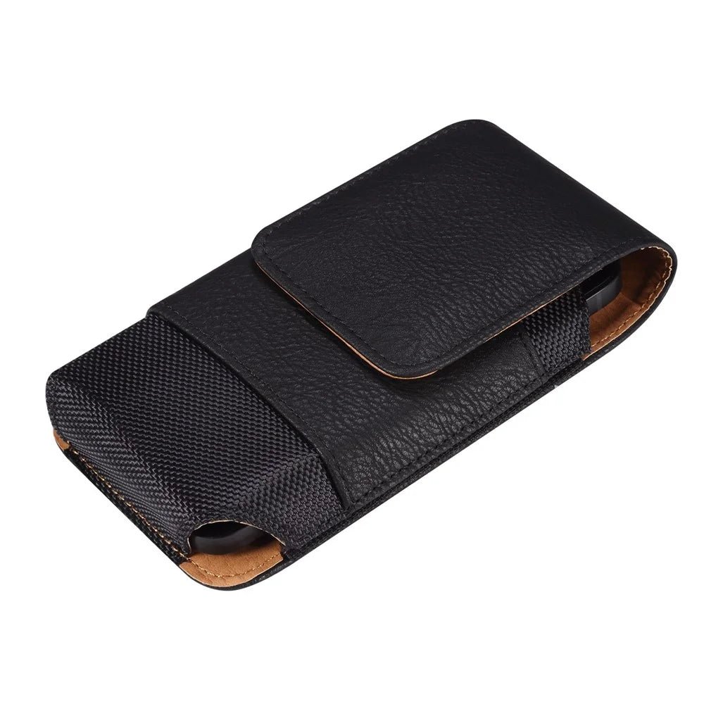 For iPhone 12 mini / 13 mini / 11 Pro / Huawei P40 Universal 5.2-Inch Smart Phone Belt Loop Back Clip Elastic Sides Waist Bag with Card Pocket - Black - 5