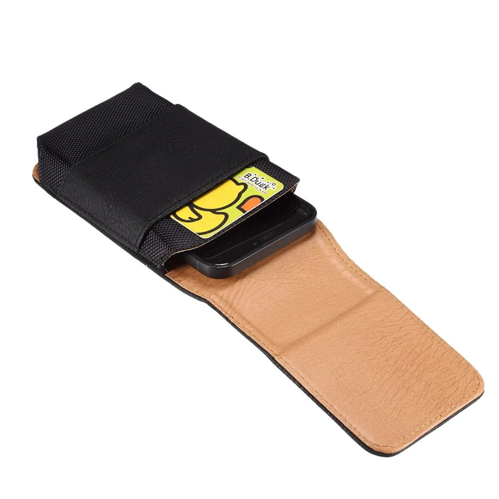 For iPhone 12 mini / 13 mini / 11 Pro / Huawei P40 Universal 5.2-Inch Smart Phone Belt Loop Back Clip Elastic Sides Waist Bag with Card Pocket - Black - 6