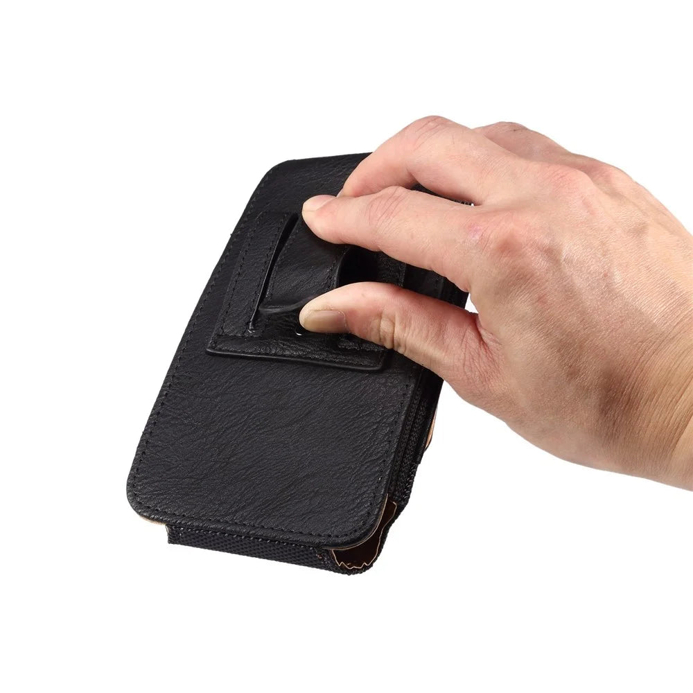 For iPhone 12 mini / 13 mini / 11 Pro / Huawei P40 Universal 5.2-Inch Smart Phone Belt Loop Back Clip Elastic Sides Waist Bag with Card Pocket - Black - 7