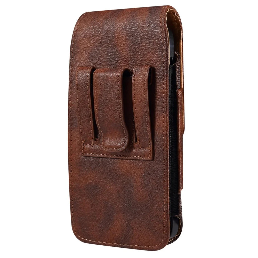 For Samsung Galaxy S22+ 5G / iPhone 11 Pro Max / Huawei Mate 40 / Honor 50 Universal 6.5-Inch Phone Waist Pouch Elastic Sides Card Carrying Bag - Brown - 2