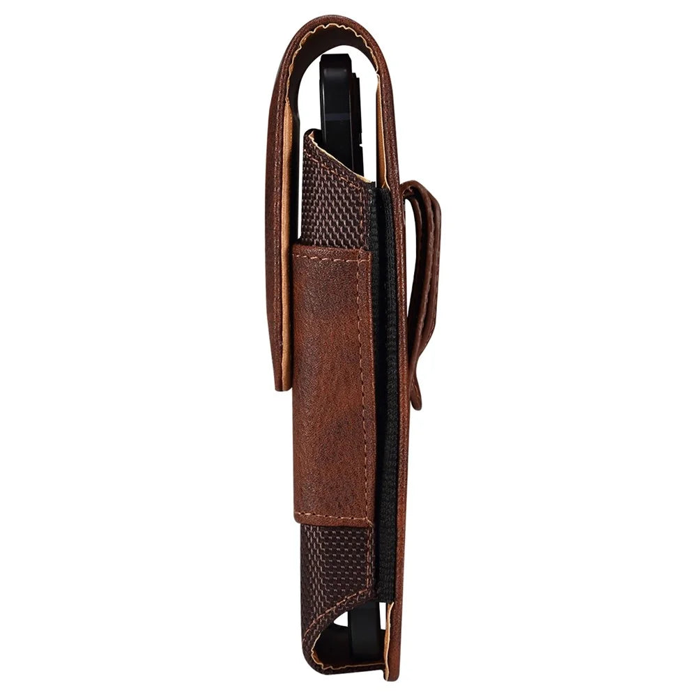 For Samsung Galaxy S22+ 5G / iPhone 11 Pro Max / Huawei Mate 40 / Honor 50 Universal 6.5-Inch Phone Waist Pouch Elastic Sides Card Carrying Bag - Brown - 3