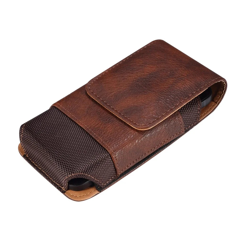 For Samsung Galaxy S22+ 5G / iPhone 11 Pro Max / Huawei Mate 40 / Honor 50 Universal 6.5-Inch Phone Waist Pouch Elastic Sides Card Carrying Bag - Brown - 4