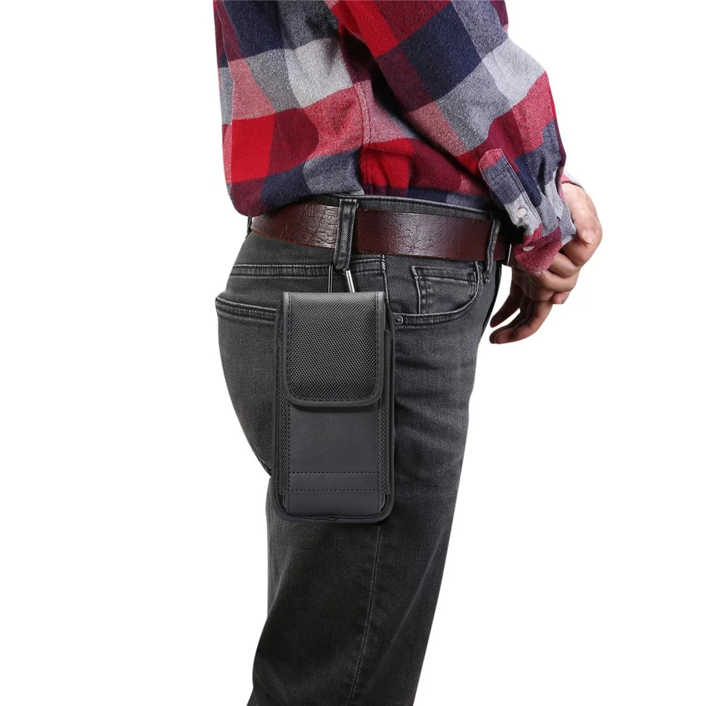 For iPhone / Samsung / Huawei 6.4-6.9 inch Mobile Phone Carrying Pouch Waist Bag Nylon Cloth Belt Hanging Bag with Card Slot - 3