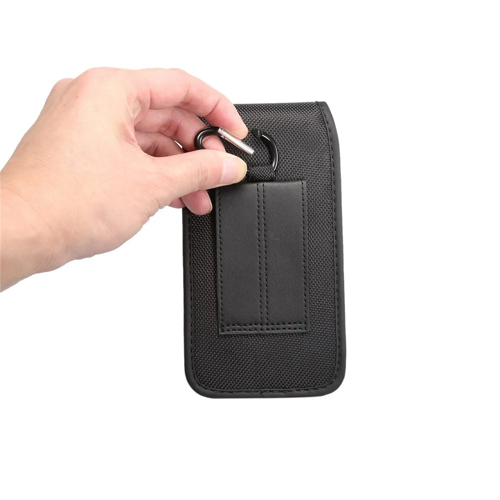 For iPhone / Samsung / Huawei 6.4-6.9 inch Mobile Phone Carrying Pouch Waist Bag Nylon Cloth Belt Hanging Bag with Card Slot - 4