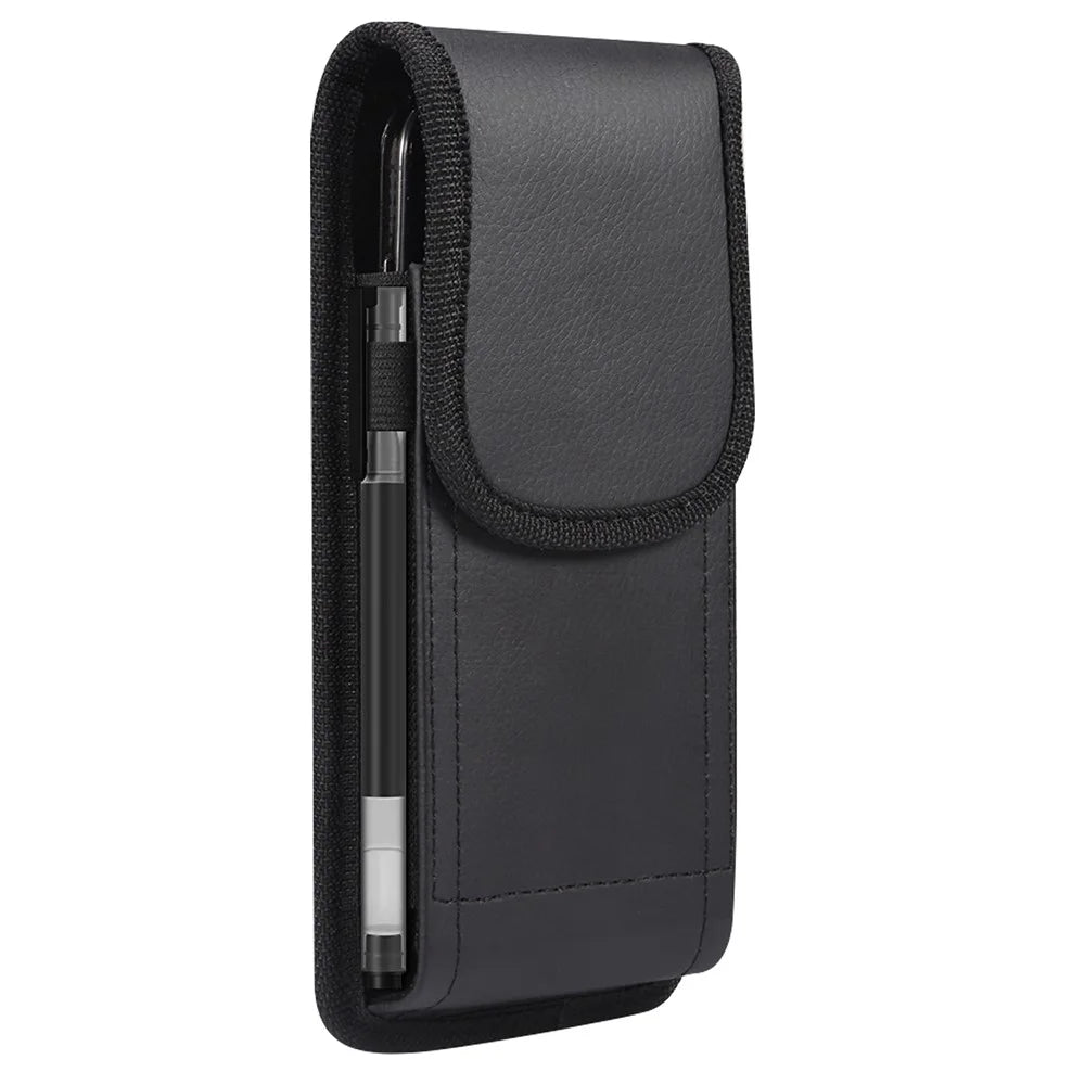 Litchi Texture PU Leather Pouch for 6.2-6.5" Mobile Phones Vertical Belt Bag with Magnetic Closure - 1