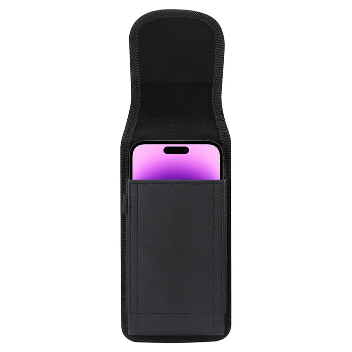Litchi Texture PU Leather Pouch for 6.2-6.5" Mobile Phones Vertical Belt Bag with Magnetic Closure - 5