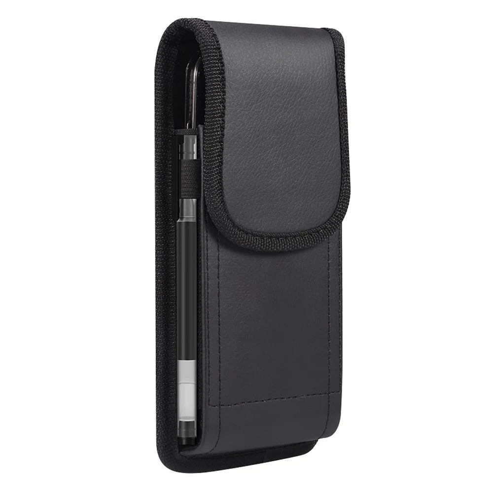 Magnetic Closure Belt Bag for 4.7-5.4 inch Cell Phones Waist Pocket Litchi Texture Vertical PU Leather Pouch - 1