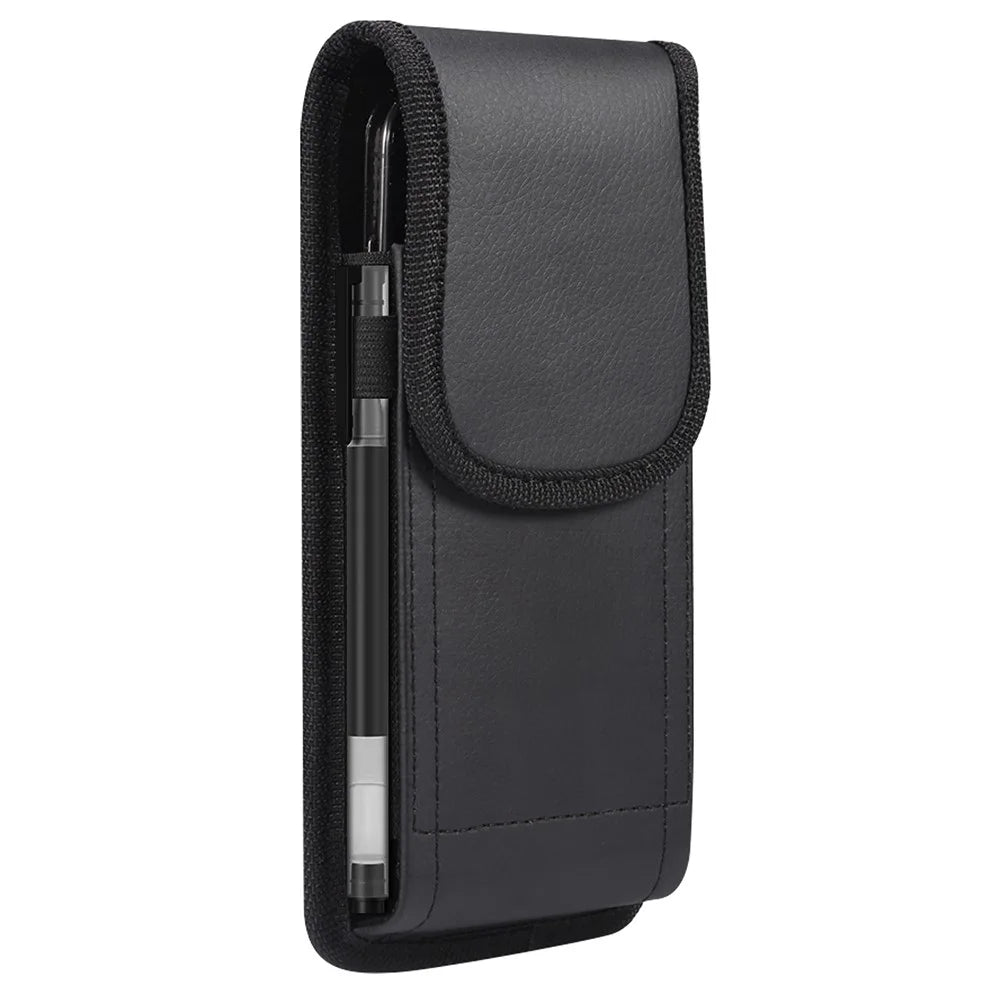 Cell Phone Belt Bag for 6.7-6.9 inch Phones Pouch Litchi Texture PU Leather Magnetic Closure Phone Holster - 1