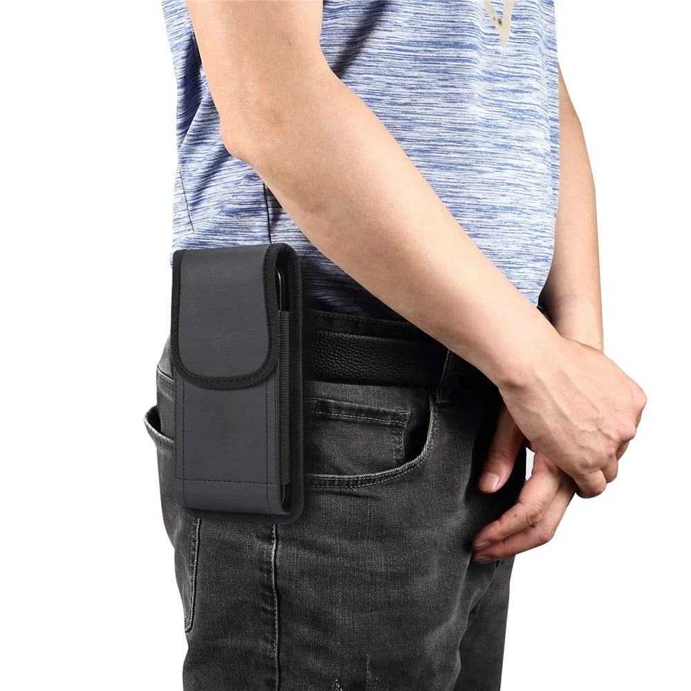 Cell Phone Belt Bag for 6.7-6.9 inch Phones Pouch Litchi Texture PU Leather Magnetic Closure Phone Holster - 2