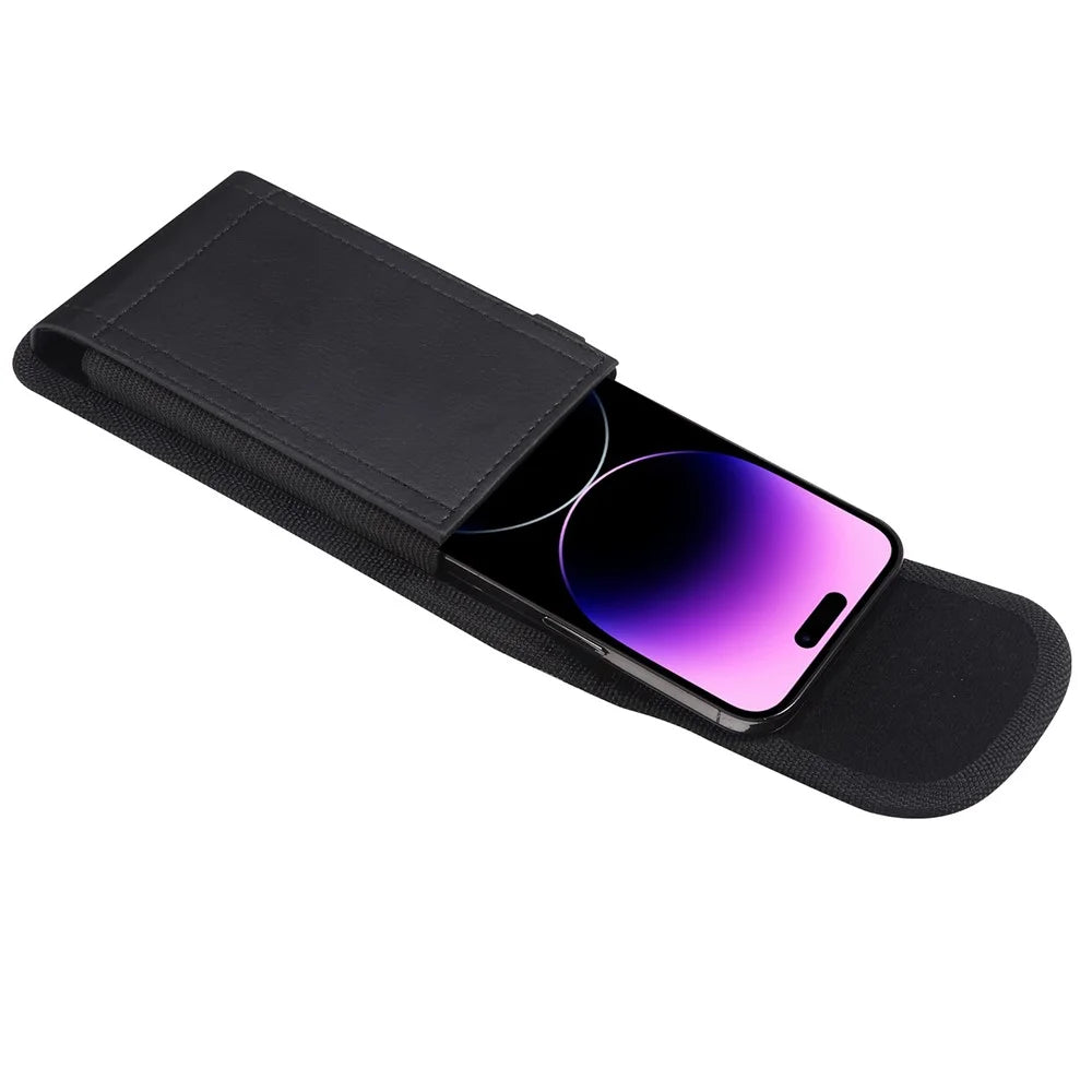 Cell Phone Belt Bag for 6.7-6.9 inch Phones Pouch Litchi Texture PU Leather Magnetic Closure Phone Holster - 3