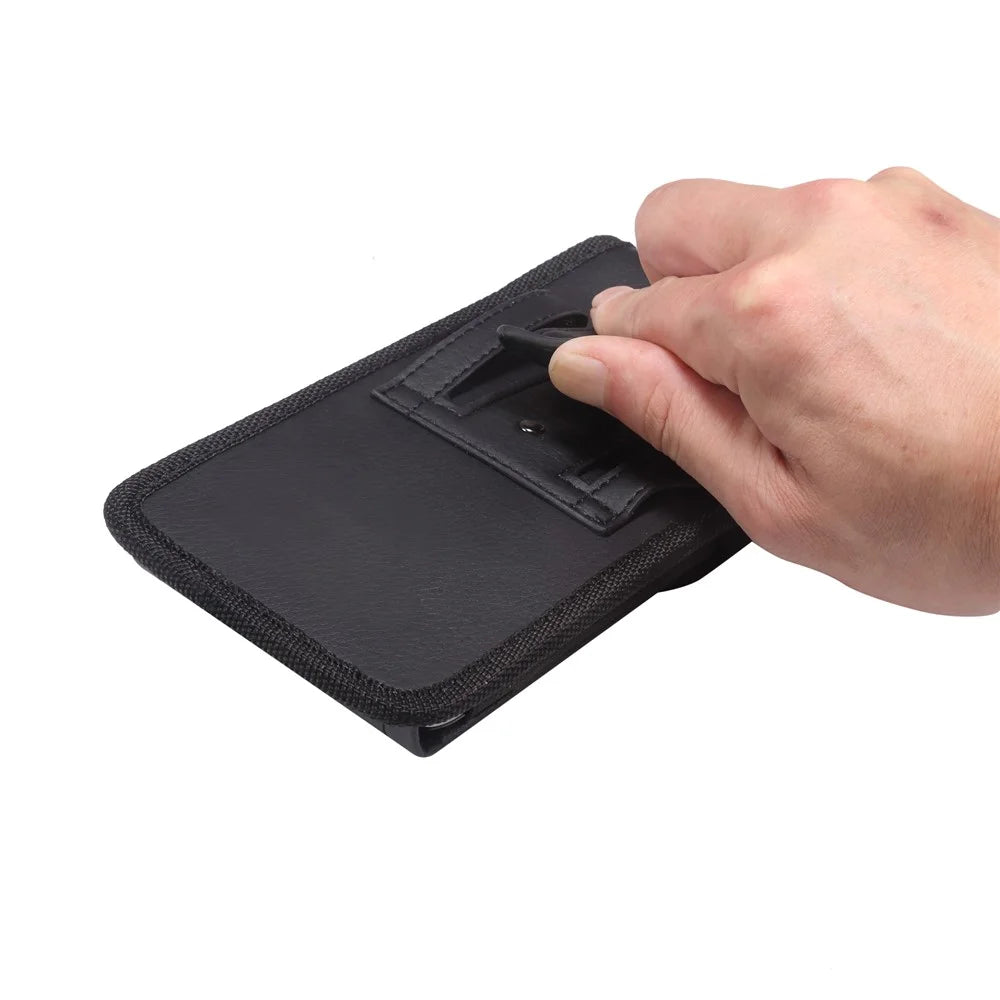 Cell Phone Belt Bag for 6.7-6.9 inch Phones Pouch Litchi Texture PU Leather Magnetic Closure Phone Holster - 4