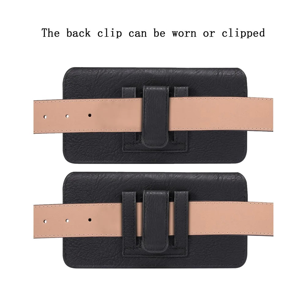 Cowhide Texture PU Leather+Nylon Waist Bag Anti-Scratch Horizontal Belt Phone Pouch for 6.2-6.5" Smartphone - Black - 5