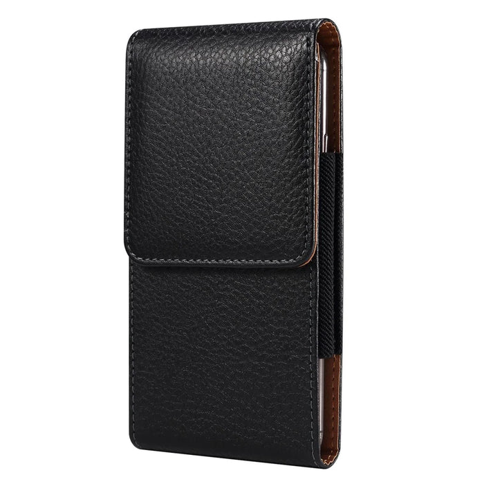 Litchi Texture PU Leather Phone Pouch for 6.2-6.5" Mobile Phones Vertical Belt Bag with Back Buckle - 1