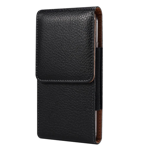 Vertical Waist Phone Pouch for 6.7-6.9" Litchi Texture PU Leather Mobile Phones Belt Bag with Back Buckle - 1