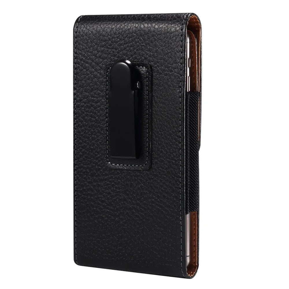 Vertical Waist Phone Pouch for 6.7-6.9" Litchi Texture PU Leather Mobile Phones Belt Bag with Back Buckle - 2