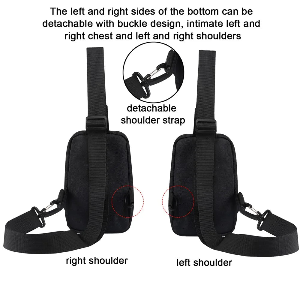 6.5'' / 6.9'' / 7.2'' Chest Shoulder Bag Phone Bag Water Resistant Nylon Casual Shoulder Backpack Sling Travel Bag - Black - 2