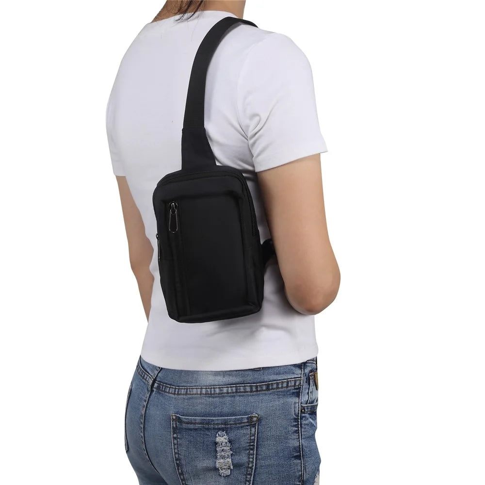 6.5'' / 6.9'' / 7.2'' Chest Shoulder Bag Phone Bag Water Resistant Nylon Casual Shoulder Backpack Sling Travel Bag - Black - 6
