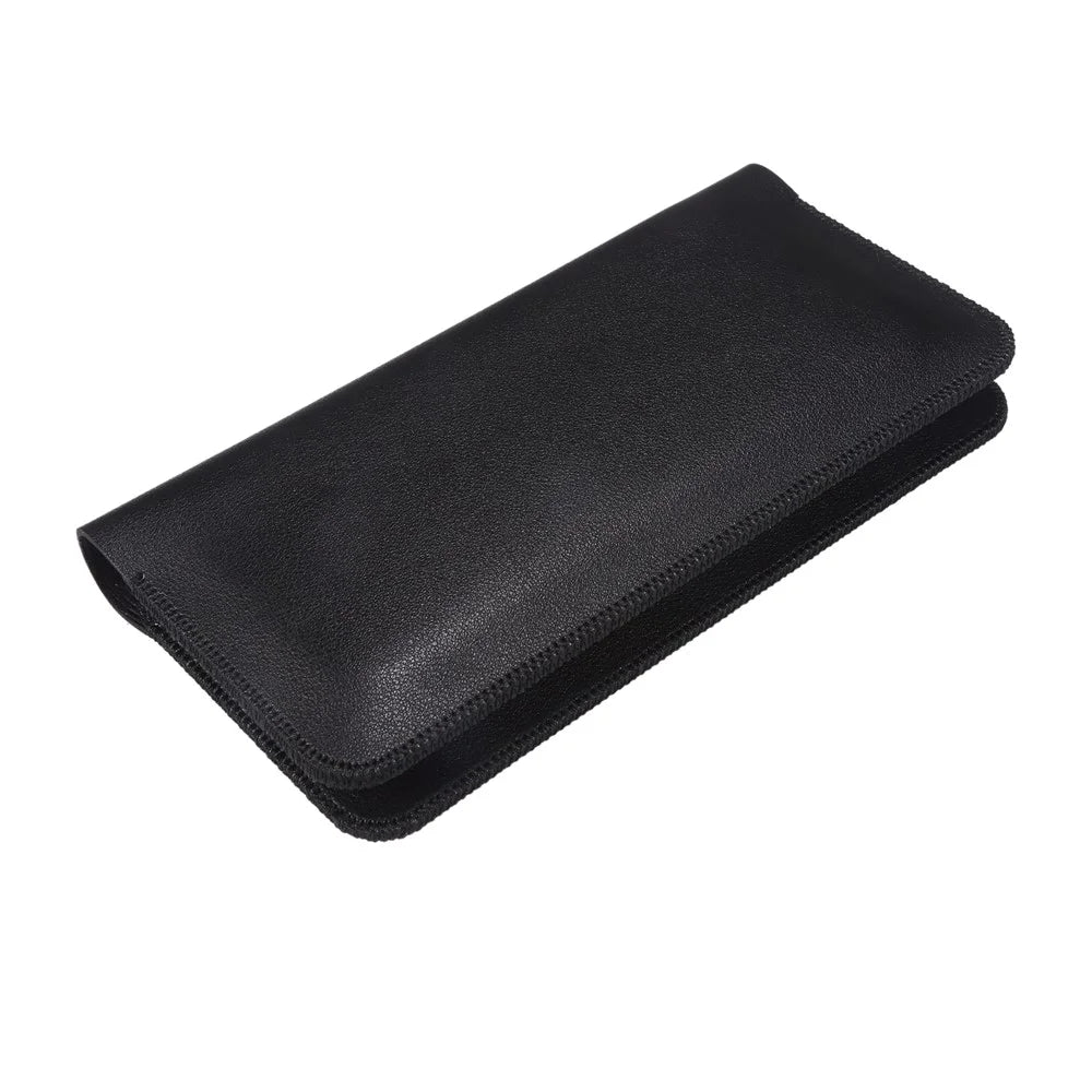 Phone Case for 5.5''-6.5'' Phone Nappa Texture Microfiber Leather Clutch Money Pouch Wallet Double Compartment Cards Holder, Size: L - Black - 5