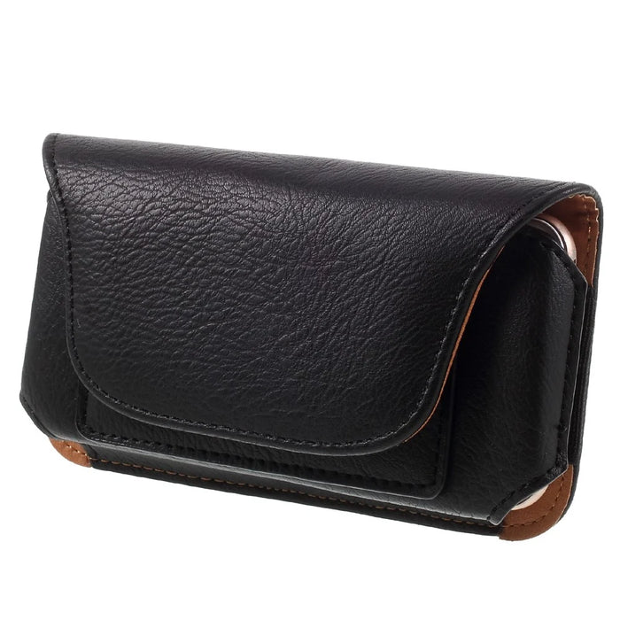 For iPhone 6s / 6 Holster Horizontal Leather Pouch Belt Case, Size: 135 x 70 x 15mm - Black - 1