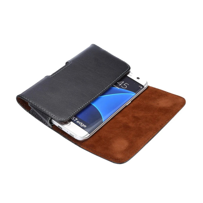 Genuine Leather Case Holster Pouch for Samsung iPhone Huawei Xiaomi with Belt Clip - Black - 4