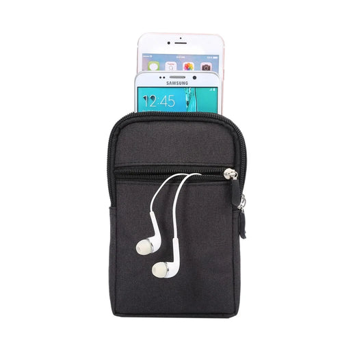 Universal Jean Cloth Hook Loop Waist Pouch Case for iPhone 6s Plus / Samsung Galaxy Mega 6.3 I9200 - Black - 1