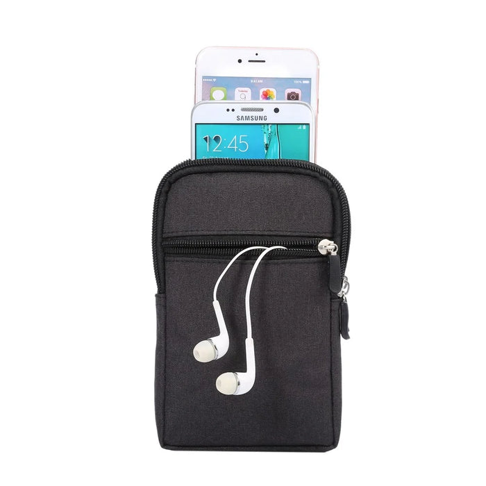 Universal Jean Cloth Hook Loop Waist Pouch Case for iPhone 6s Plus / Samsung Galaxy Mega 6.3 I9200 - Black - 1