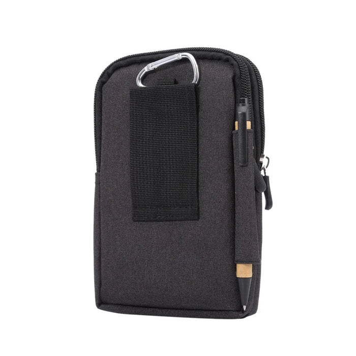 Universal Jean Cloth Hook Loop Waist Pouch Case for iPhone 6s Plus / Samsung Galaxy Mega 6.3 I9200 - Black - 3