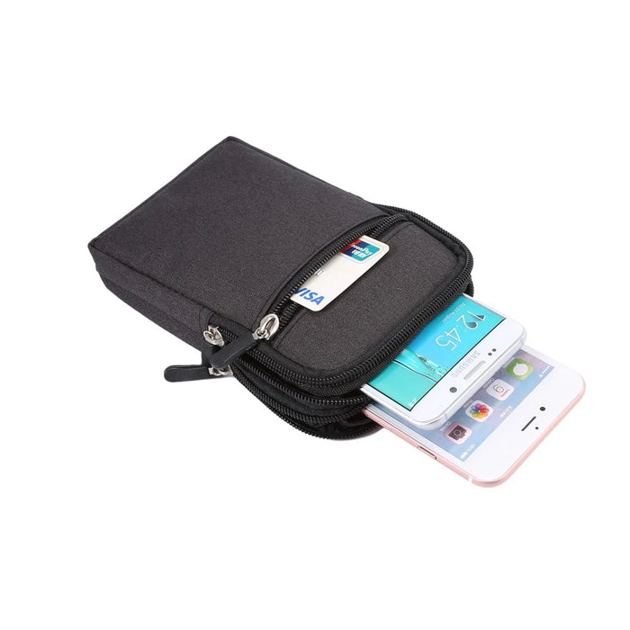 Universal Jean Cloth Hook Loop Waist Pouch Case for iPhone 6s Plus / Samsung Galaxy Mega 6.3 I9200 - Black - 4